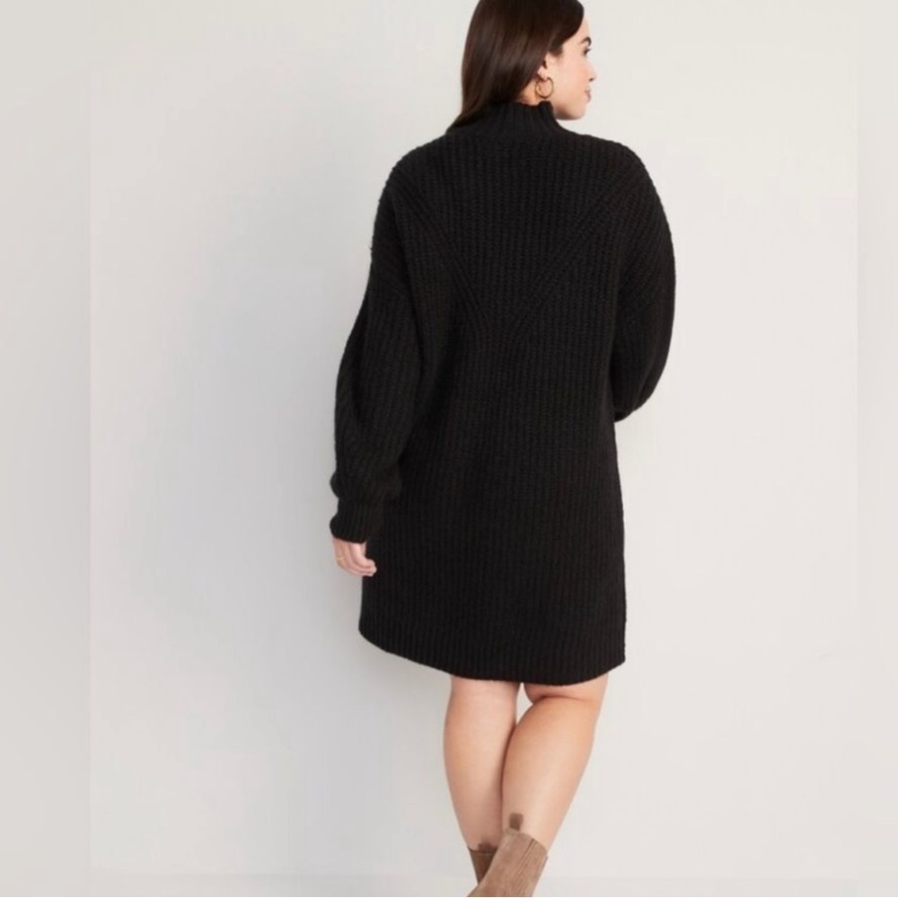 NWOT! Black Long-Sleeve Mock-Neck Mini Sweater Shift Dress - Multiple - Picture 5 of 7